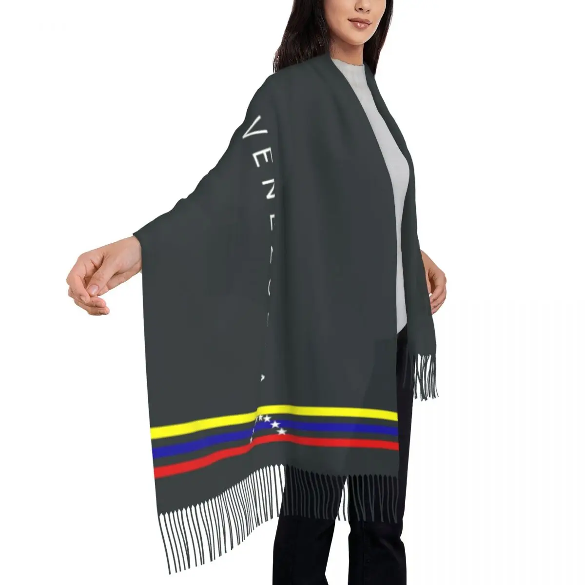 Lady Long Flag Venezuela Scarves Women Winter Thick Warm Tassel Shawl Wrap Bolivarian Republic of Venezuela Scarf