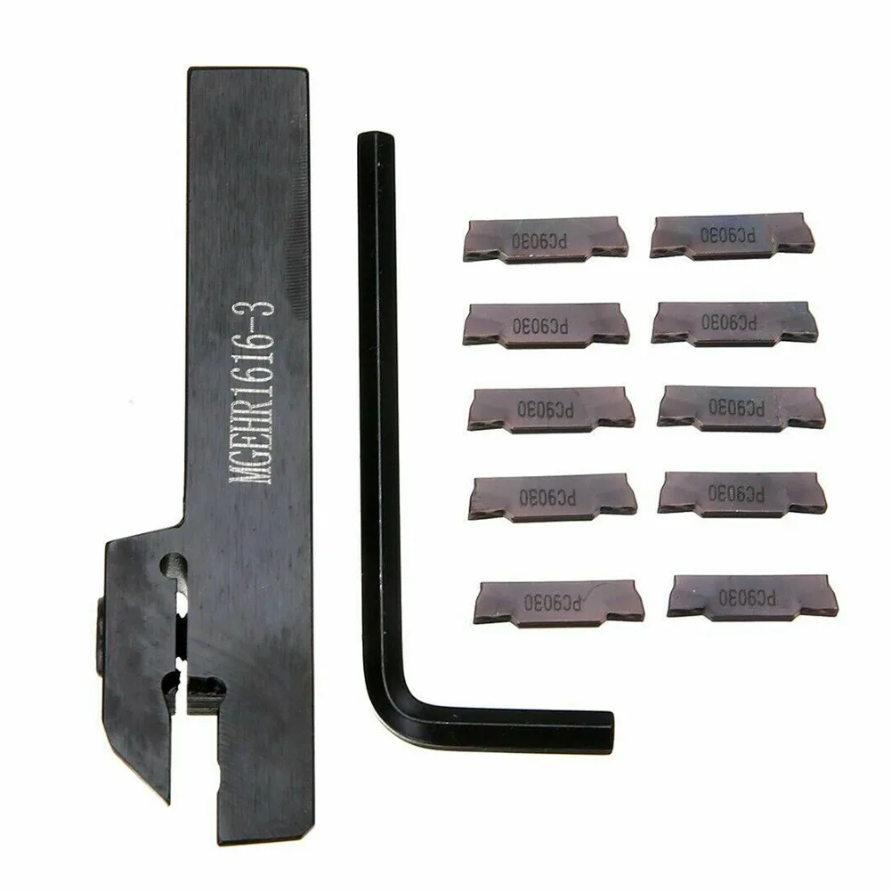 MGEHR1616-3 Supporto per tornio Barra di alesatura + 10 pezzi MGMN300 Set di inserti Portautensili per tornitura + Lama in metallo duro cementato Lavorazione CNC