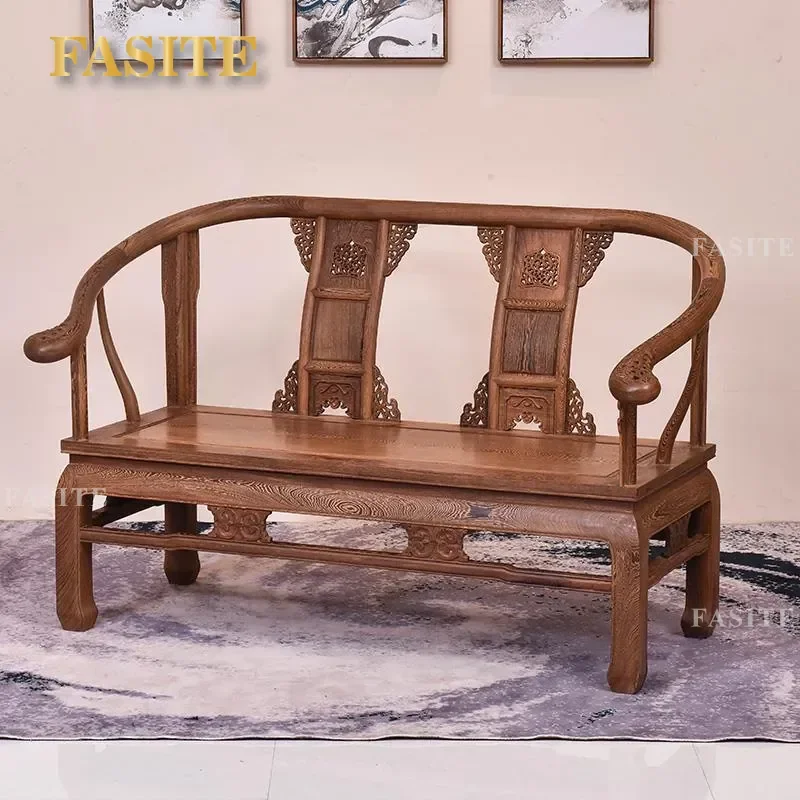 For Chinese Style Mahogany Chicken Wing Wood Bold Armchair Double Seat Sofa Furniture Solid Wood Living Room Small Apartment
