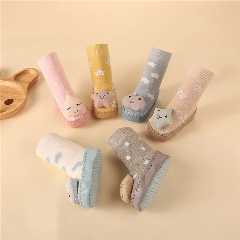 Baby Socks with Grips, Winter Warm 3D Cartoon Infant Booties Sock Slippers for Boys and Girls