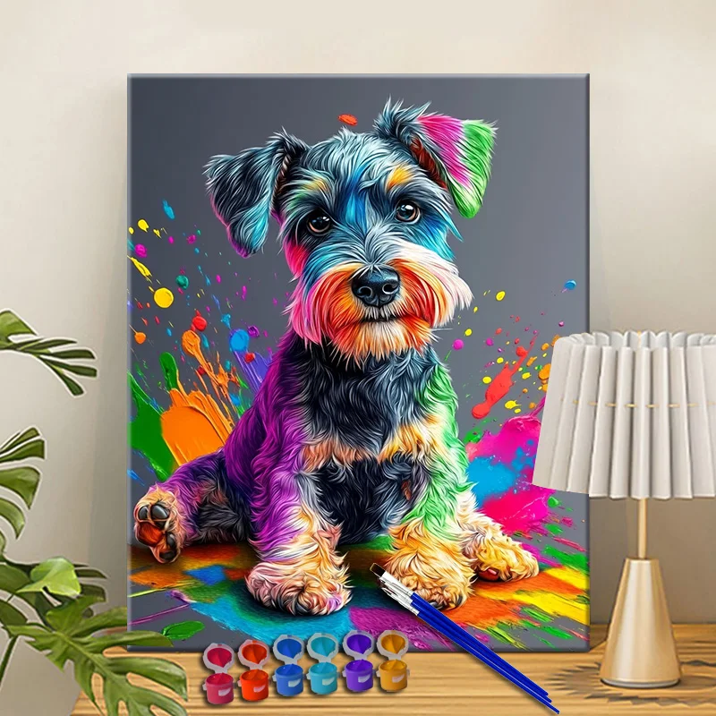 Painting By Numbers Naughty Little Dog Acrylic Paint Canvas Dropshipping Portrait Family Children Photo Christmas gifts