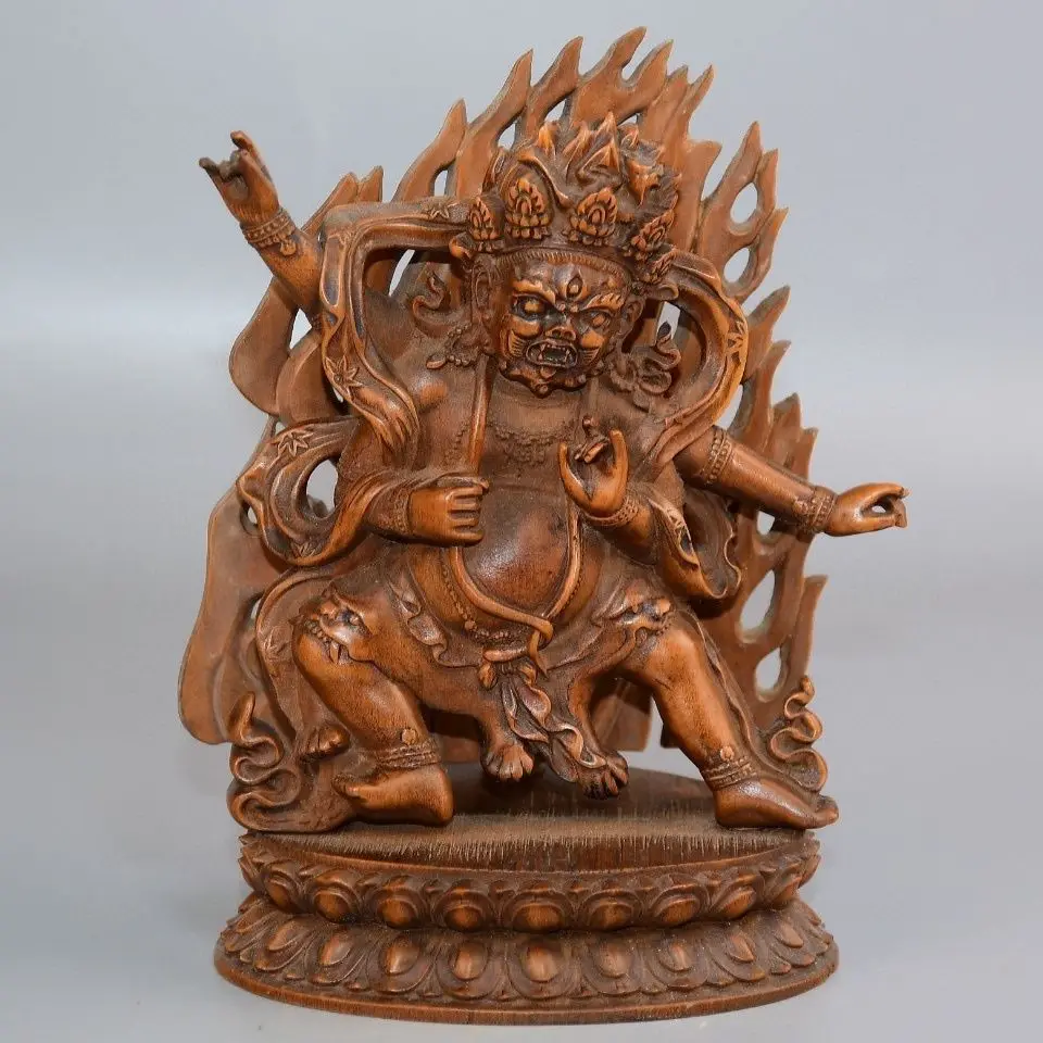Tibetan four-armed mahakala wrathful protector Statue Figurine Desktop Ornaments Home Decoration Crafts Tea Pet Decor