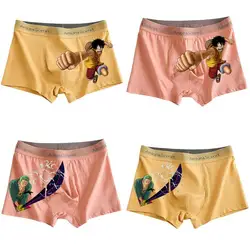 Anime Two Dimensions One Piece Luffy Zoro Pure Cotton Men Underwear Graphene Antibacterial Crotch Plus Fat Enlarged Boxer Briefs