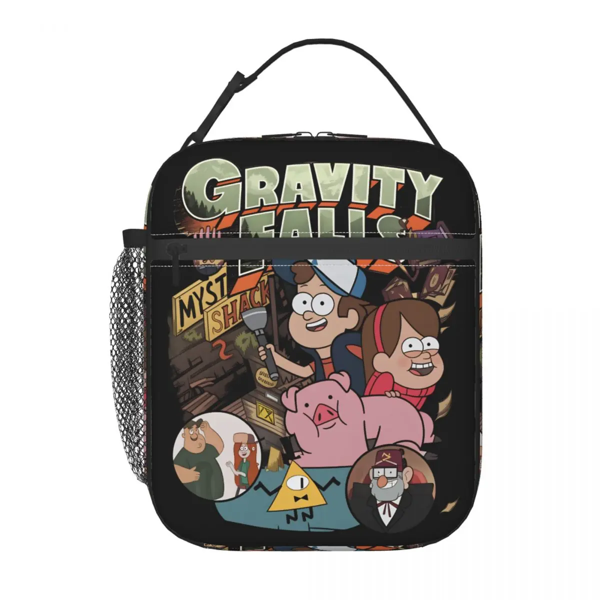

Gravity Falls Lunch Bag Portable Insulated Lunch Box Unisex Travel Print Cooler Bag Funny Oxford Tote Food Bags