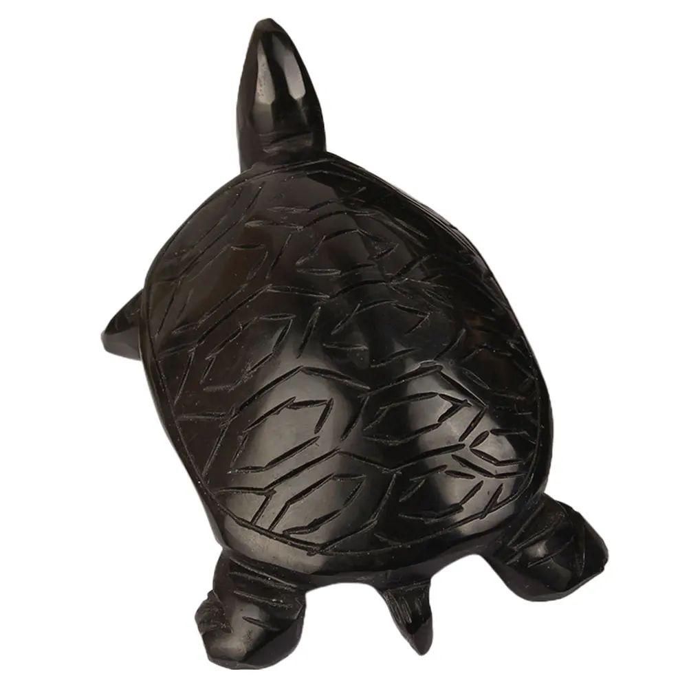 

Dragon Turtle Ornament Desktop Statues Small Decor Lovely Black Ink Jade Obsidian Sculpture Figure