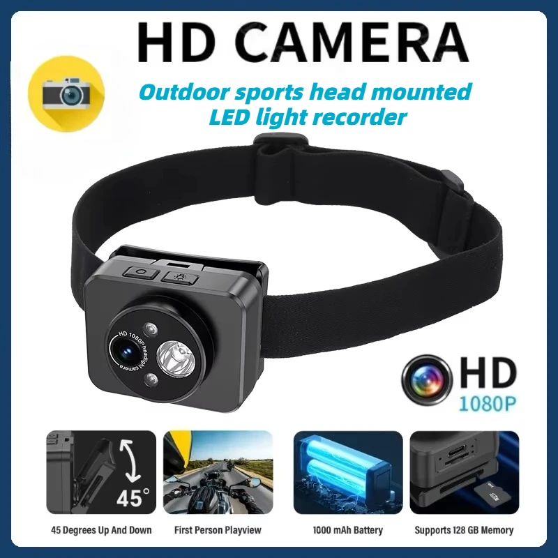 HD 1080p Head Mounted Sports Camera with 120° Wide-Angle Night Shooting Suitable for Motorcycle Riding and Aerial Photography