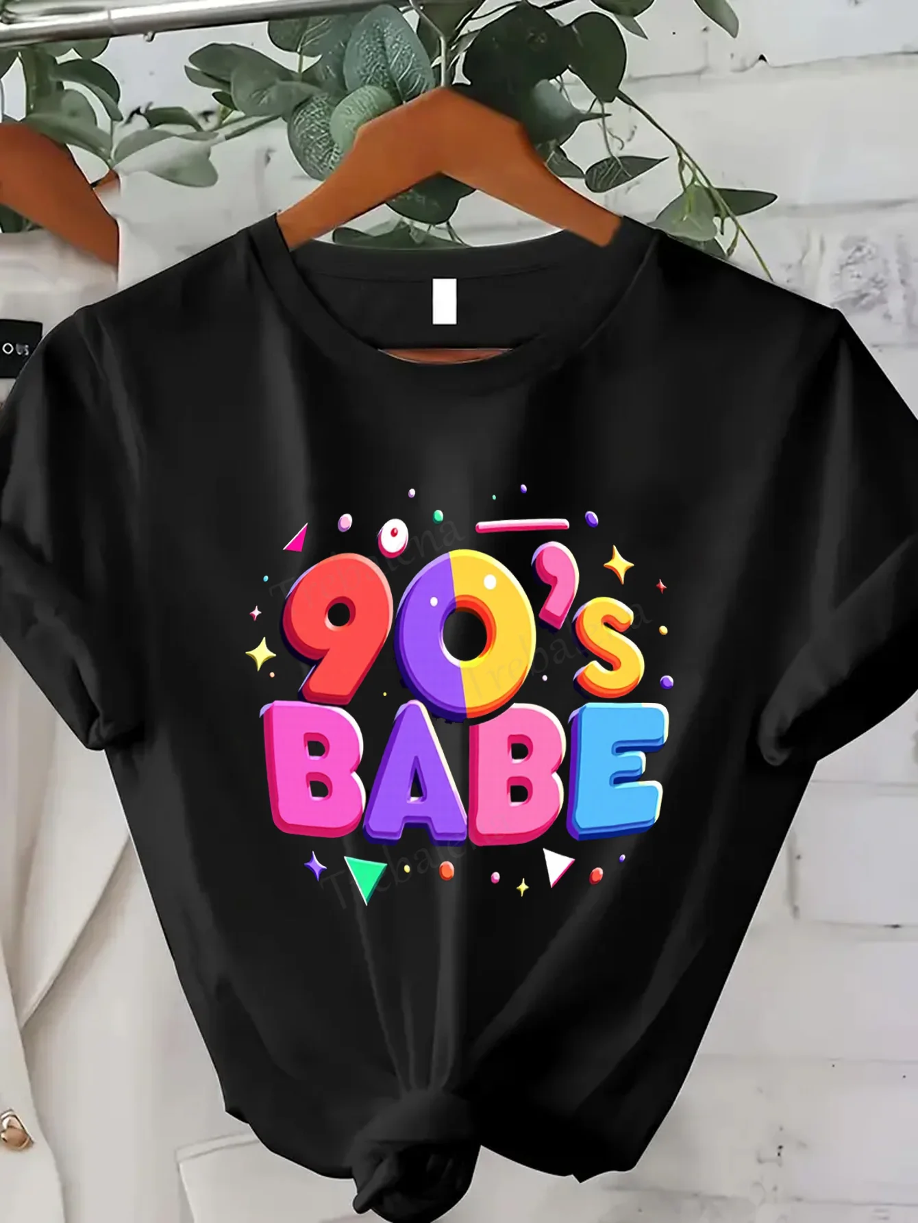 Women T-shirt 90s Babe Neon Tee - Retro Party Women's Casual T-Shirt