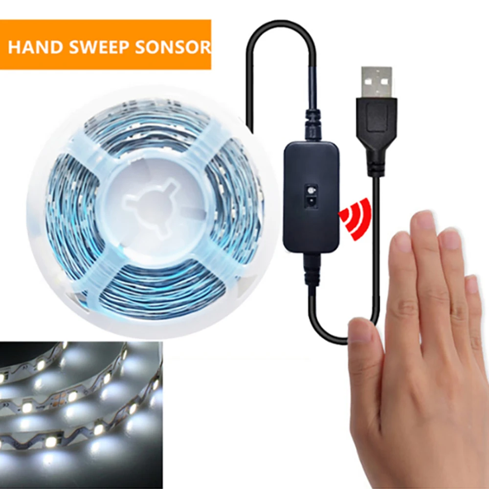 0.5M-5M LED Strip Light 5V USB Smart Hand Scan Sensor Light Strip 2835 Infrared Light Strip For Room Decor Christmas Holiday