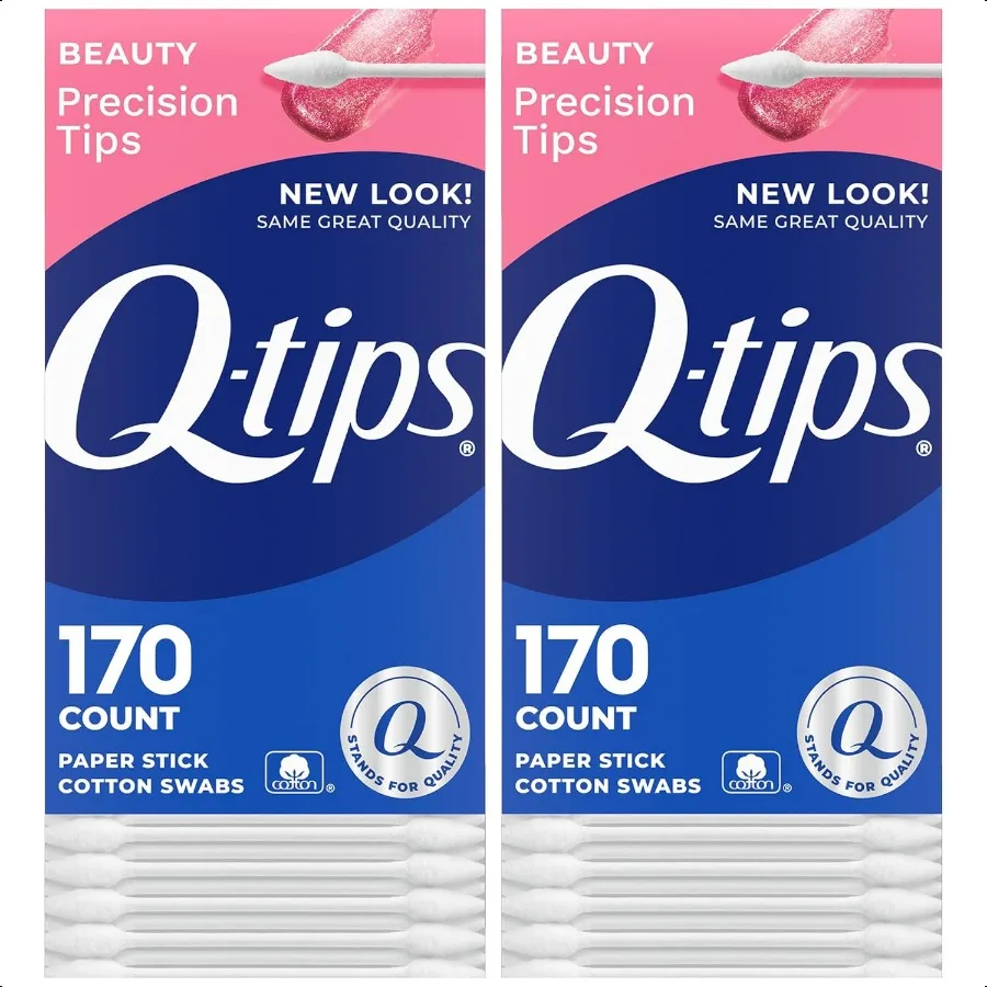 Qtips نصائح دقيقة مسحات القطن 170 عدد 2 حزمة أدوات ماكياج الجمال العناية الشخصية المنزلية