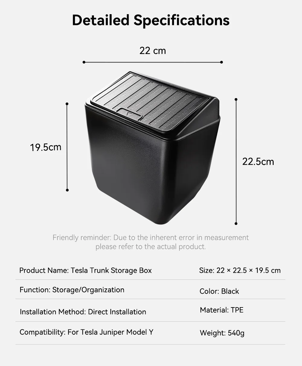 YZ Für Tesla New Model Y Juniper 3 Highland 2025 2026 Hinterer Aufbewahrungsbox mit Deckel, Mülleimer, Mittelkonsolen-Organizer, Zubehör – Detail 18