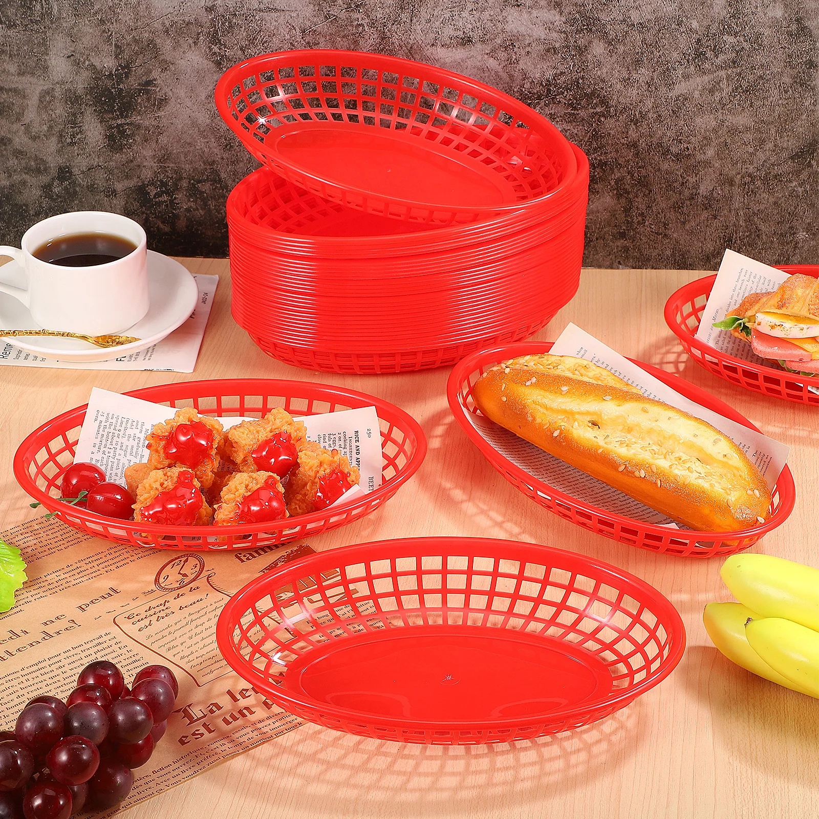 

32Pcs Fruit Basket Plastic Hollow Storage Basket Simple Design Desktop Organizer for Home Store Fruit Candy Storage