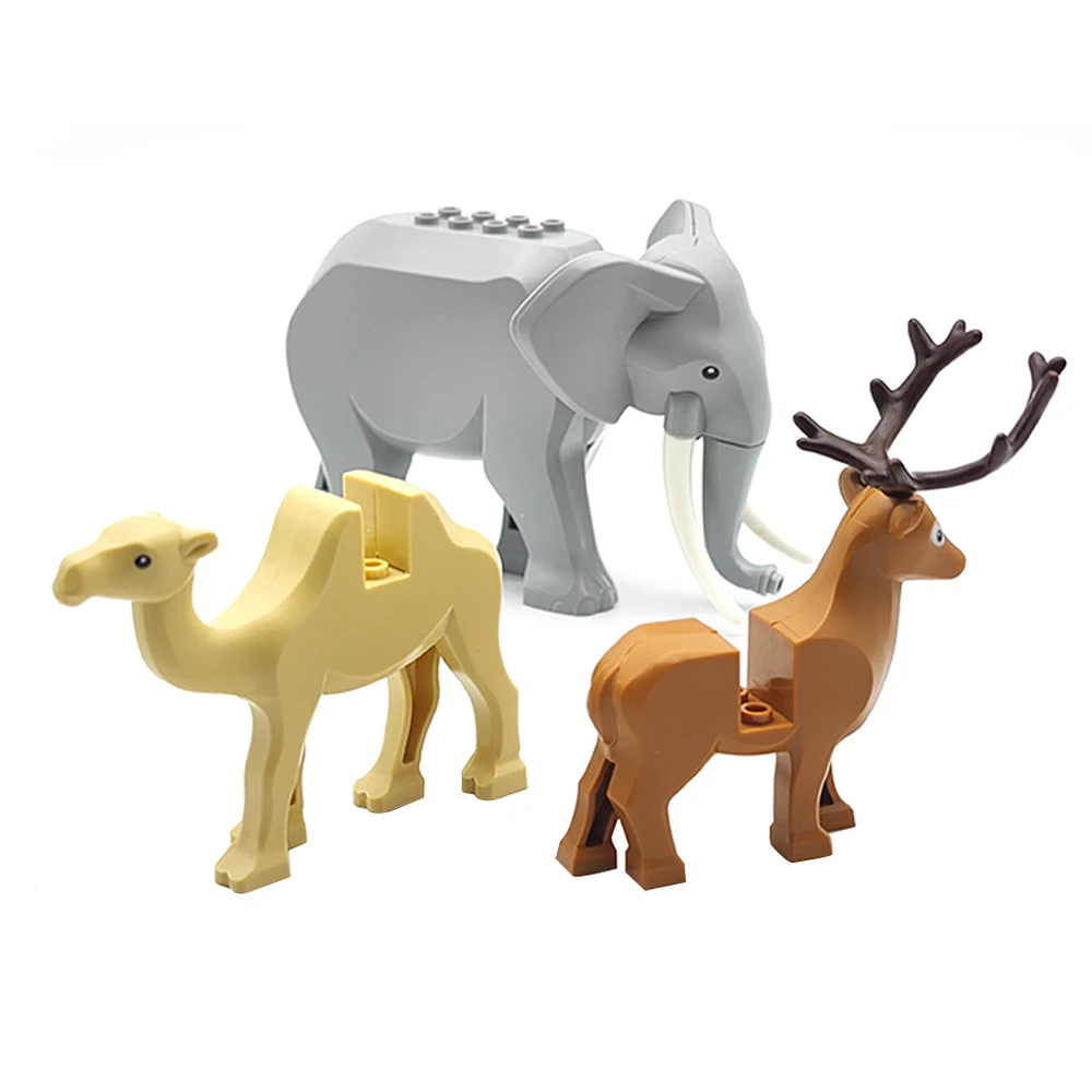 MOC City Animal Building Blocks Street View Zoo Elephant Camel deer Farm Scene Accessories Building Blocks Children Toys Model