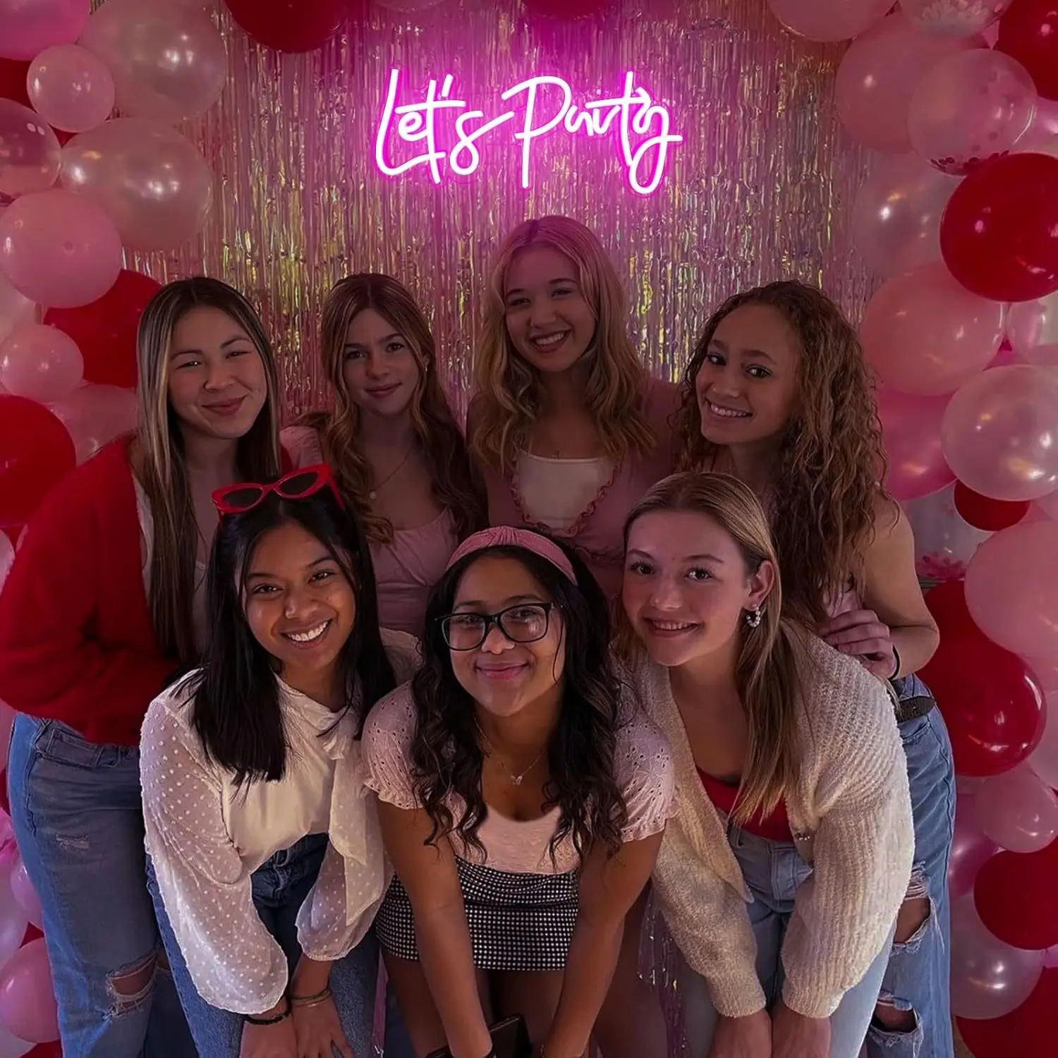 Let's Party Neon Signs, USB Powered with Dimmable Switches, Birthday Party, Living Room, Game Room Decorative Aesthetics