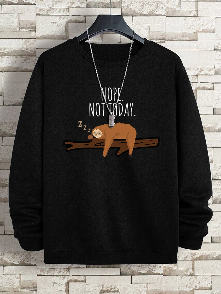 Nope Not Today Cute Sloth Men Women Hoody Harajuku Oversize Sweatshirt Anime Fleece Clothing Casual Loose Clothes Hip Hop Hoodie