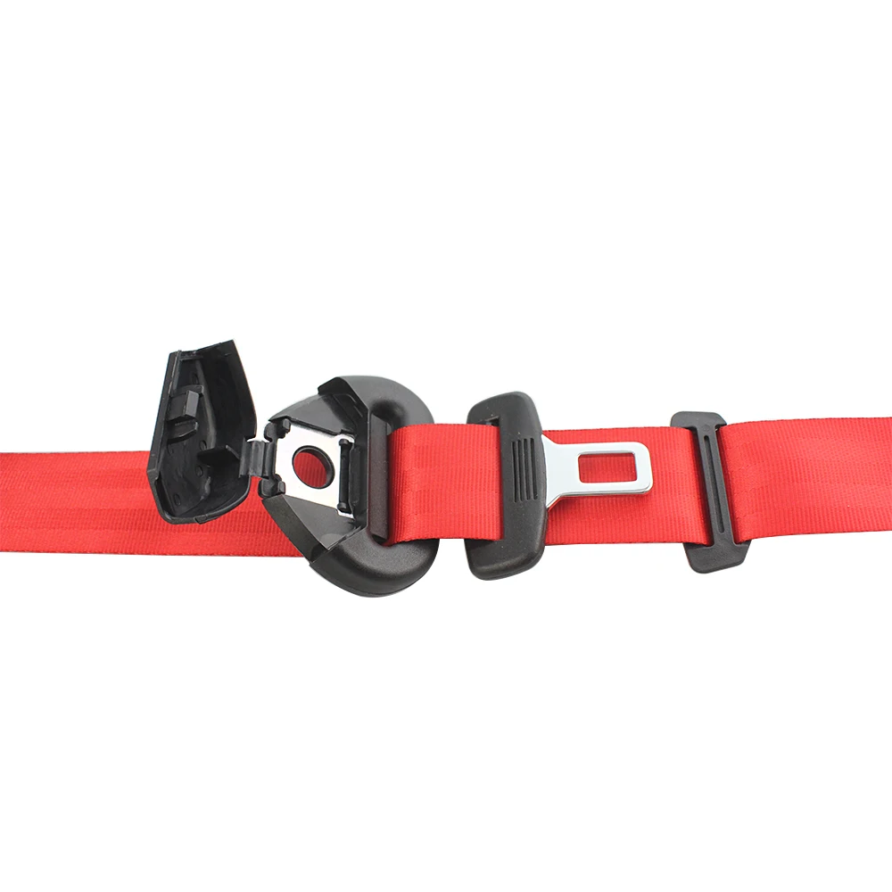 3 Points Adjustable Car Seat Belt Lap Belt Retractable Safety Strap Set Auto Safety Belts Emergency Lock with Alarm Sensor Red