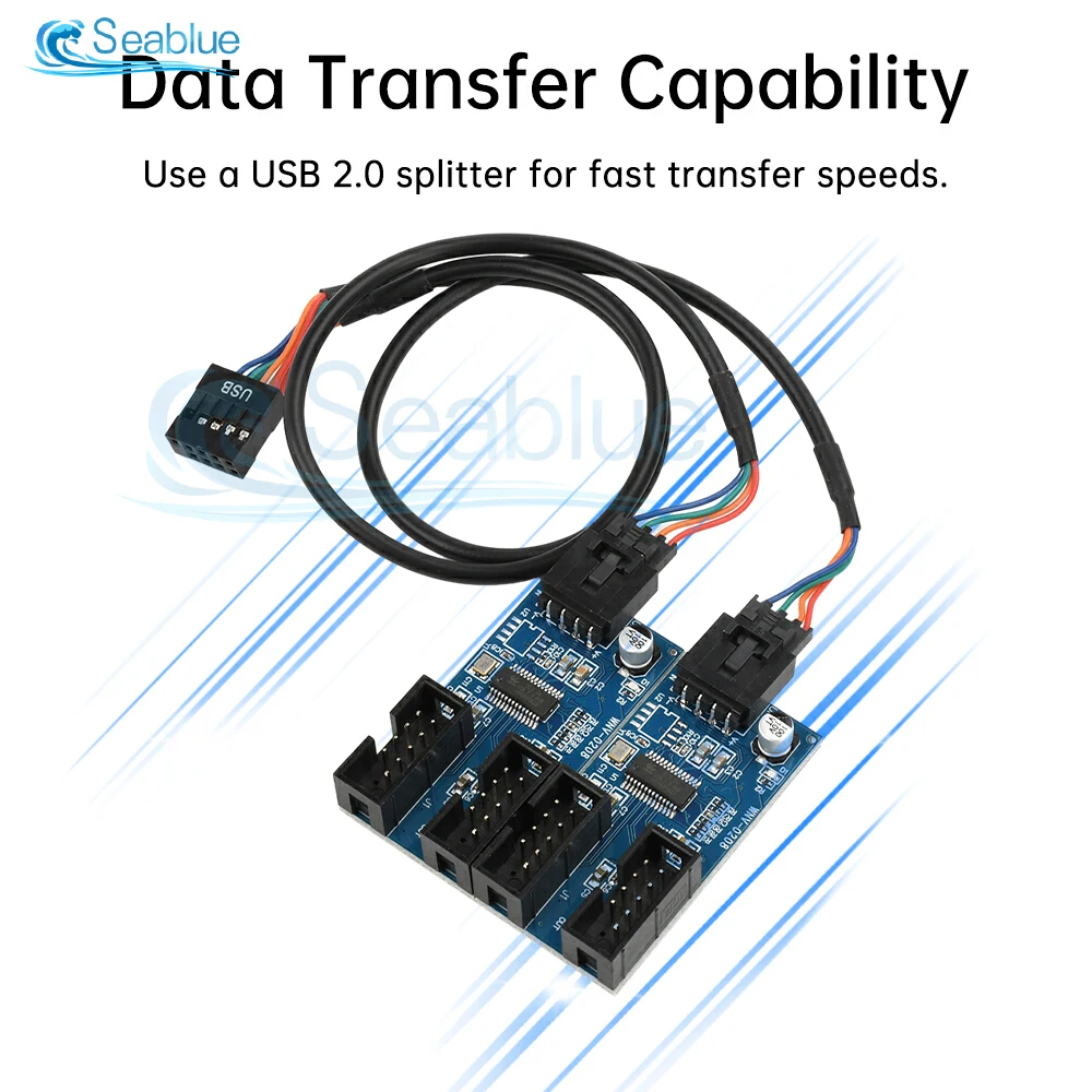 USB Hub USB Splitter USB2.0 9Pin to Dual 9Pin Hub Adapter Riser Motherboard USB 9Pin Header Connector 1 to 2/4 Extension Cable