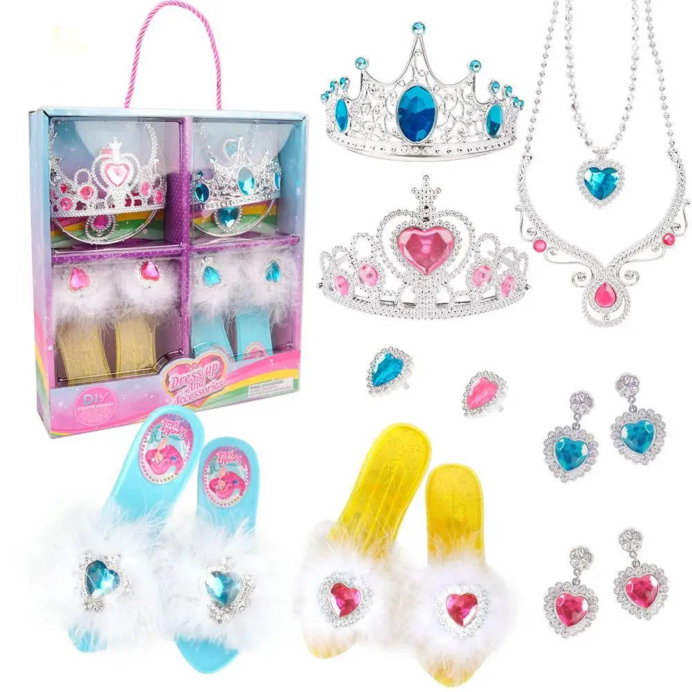 Juego de joyas de cristal para niñas, collar, pendientes, caja de regalo para cumpleaños, Halloween, regalo de Navidad