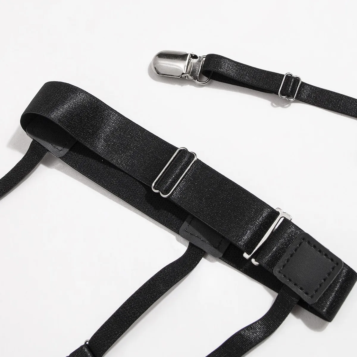 2pcs Men Shirt Stays Belt With Locking Clamps Adjustable Elastic Shirt Tuckers Garters Shirt Holders Leg Thigh Suspender Strap