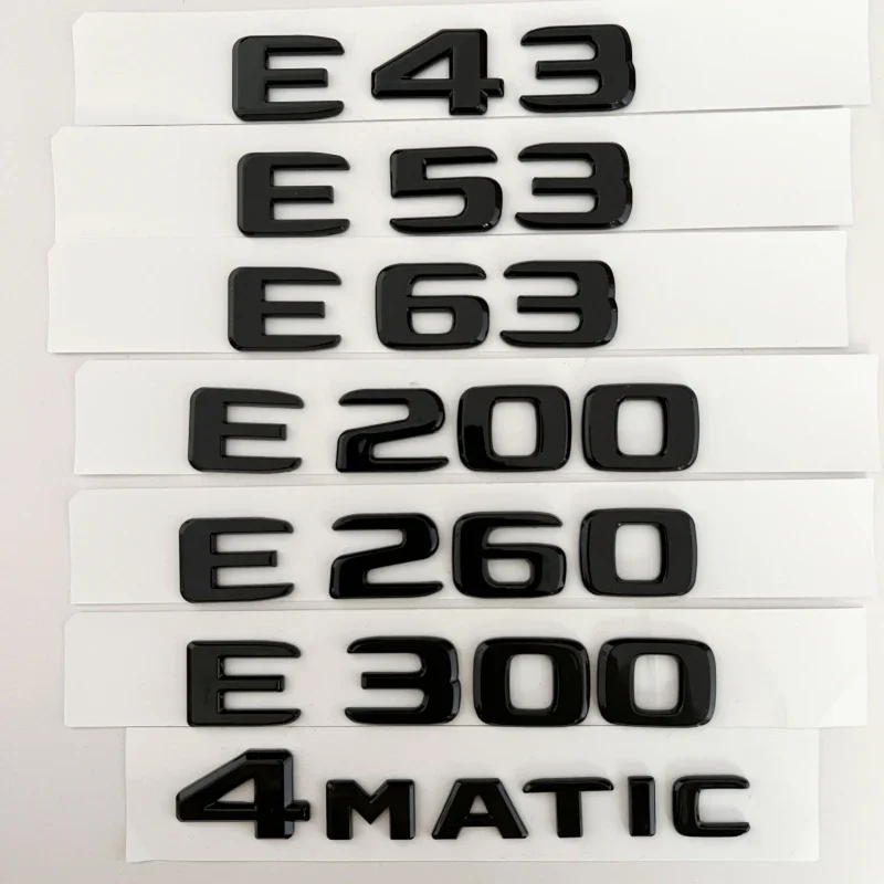 

Car ABS Trunk Letters Logo Badge Emblem Decal Sticker For Mercedes Benz E Class E43 E53 E63 E200 E260 E300 4Matic W212 W213 W238