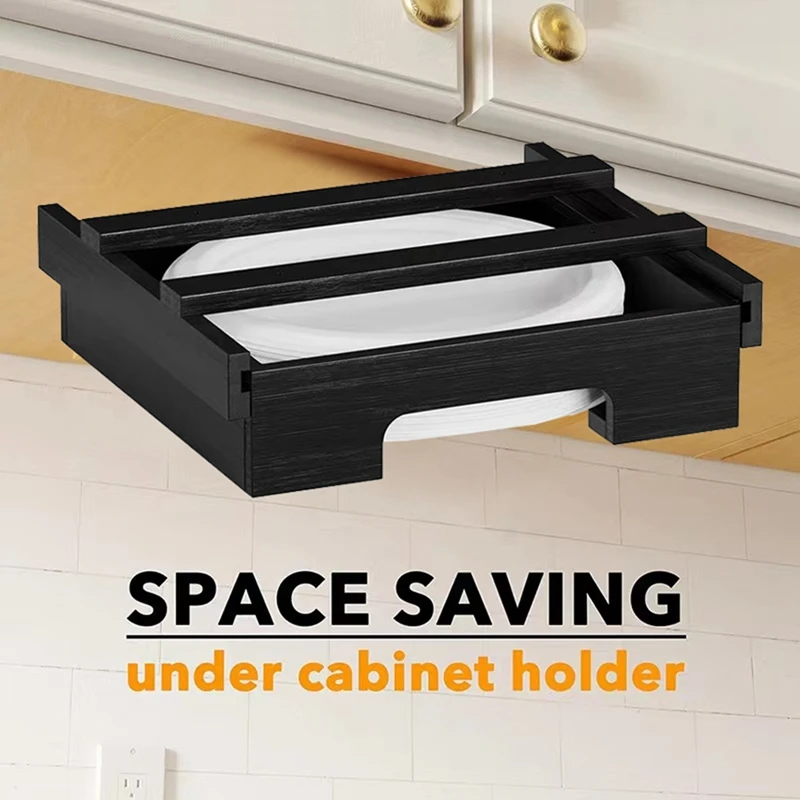 Distributeur d'assiettes en papier chaud pour comptoir de cuisine, 9 pouces, sous armoire, porte-assiettes en bambou, plongeurs d'assiettes verticaux
