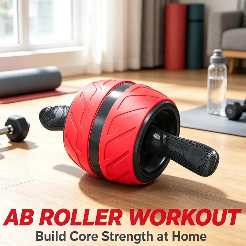 Automatic Rebound Ab Wheel for Home Gym Core Training and Abdominal Muscle Building Fitness Equipment with Ergonomic Handles