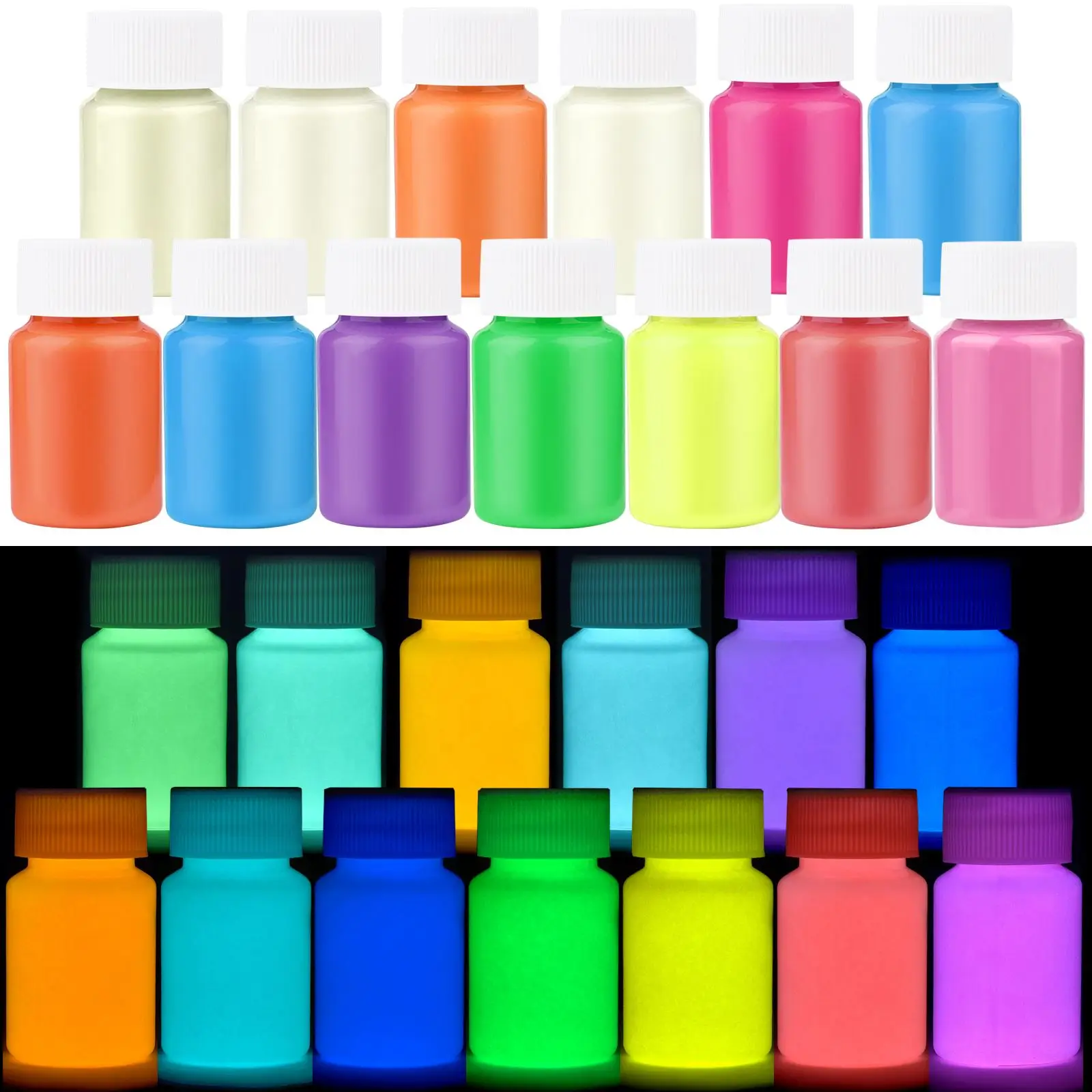 20g Bottle Fluorescent Pigment Long-Lasting Luminous Paints Auto Glow Glow In Dark Acrylic Paints For Artwork Party Supplies