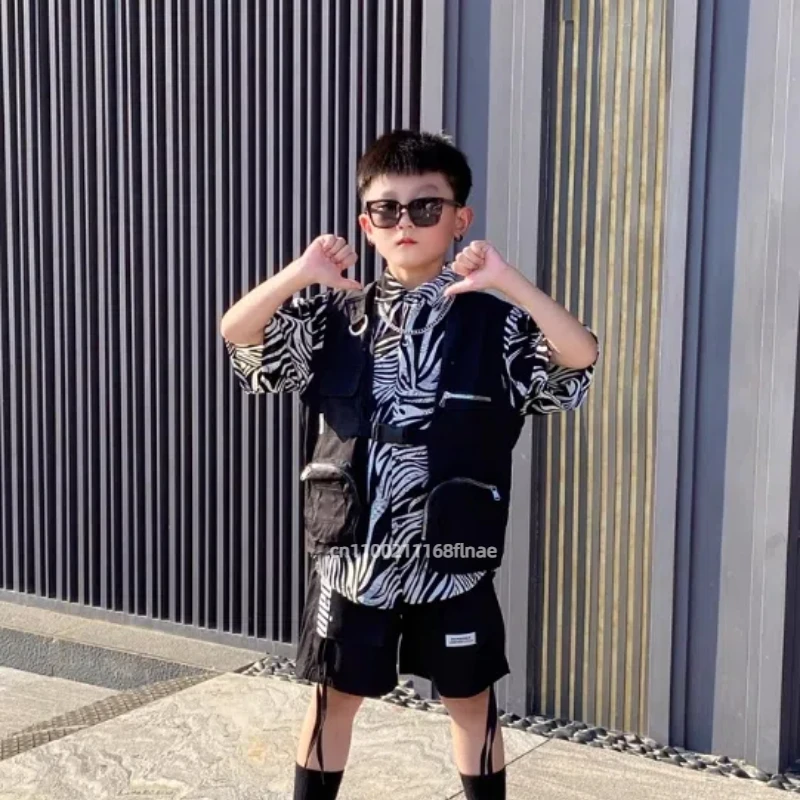 Costumi di danza di strada per bambini, set di strada esplosivi hip-hop per ragazzi alla moda e fantastici, costumi di performance alla moda per bambini