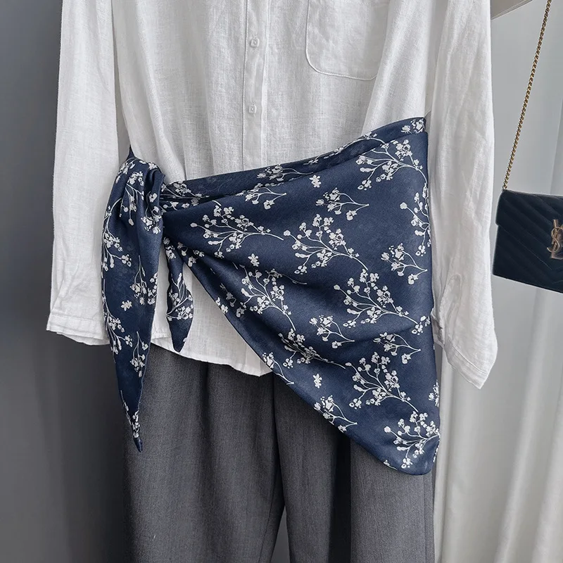

Модный осенний декоративный шарф для женщин, двухслойный хлопково-льняной шарф с цветочным принтом, мягкий и теплый, для повседневной носки, стильный.