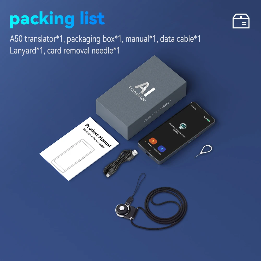 

Портативный 4G-умный переводчик A50, IPS-дисплей, 5,5 дюйма, 150 языков, Wi-Fi, онлайн-голосовой перевод, аккумулятор 1500 мАч