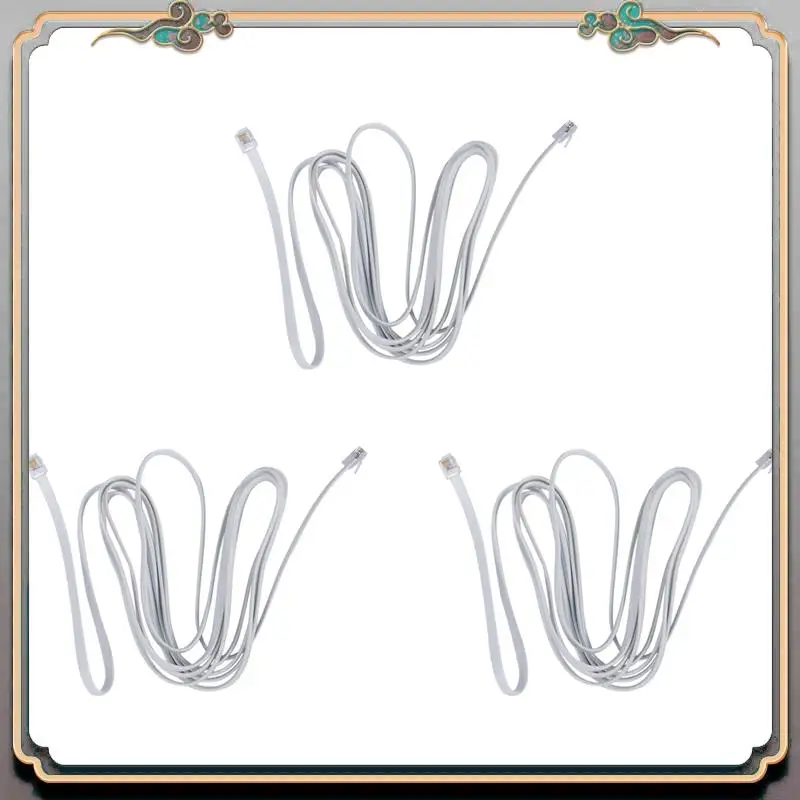 Durable 3X 6P6C RJ11 Telephone Extension Fax Modem Cable Line 9.8Ft Length White