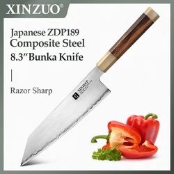 NEW XINZUO 8.3” Bunka Knife Original Japanese ZDP189 Powder Steel Stainless Steel Desert lronwood Octagonal Handle Slicing Knife