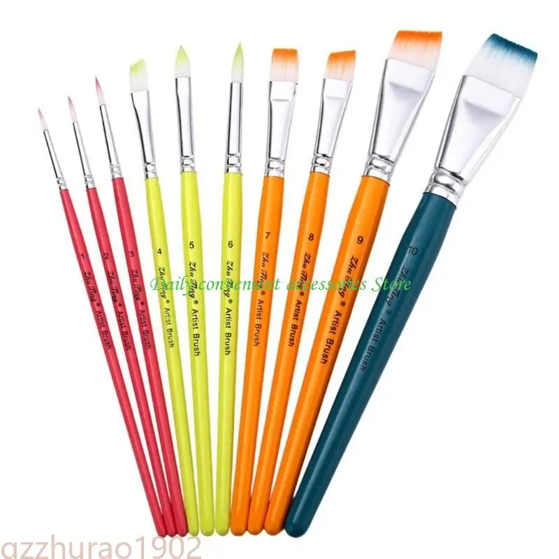 

97QB 10 Pcs Human Body Paint Brushes Set Nylon Hair Paint Brush for Face Body Painting