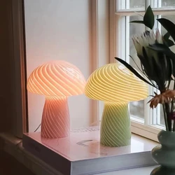 Home Led Table Lamp Glass Small Mushroom Night Light Room Decoration Modern Minimalist Atmosphere Lighting Study Read Desk Lamp