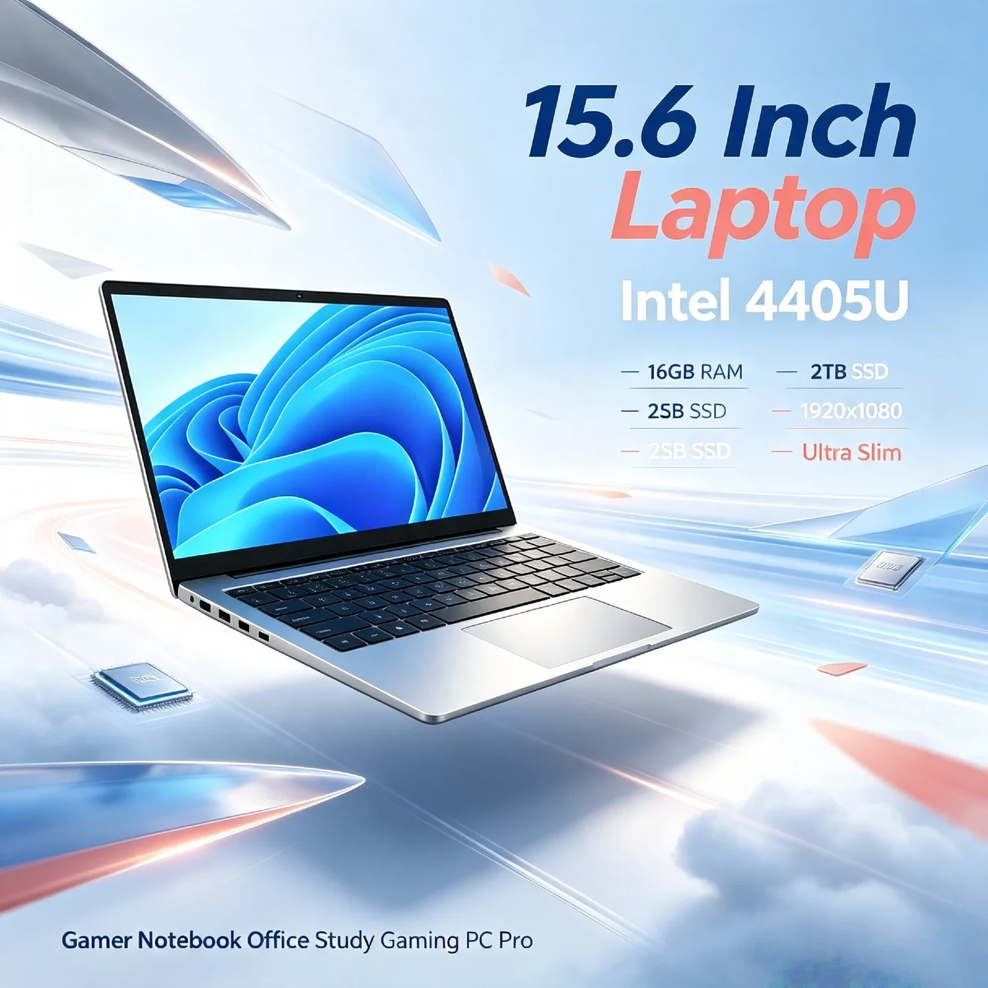 Intel Pentium 4405U 15.6 Inch Ultra Slim Laptop 16GB RAM 2TB SSD Gaming Gamer Notebook 1920x1080 Office Study PC Pro
