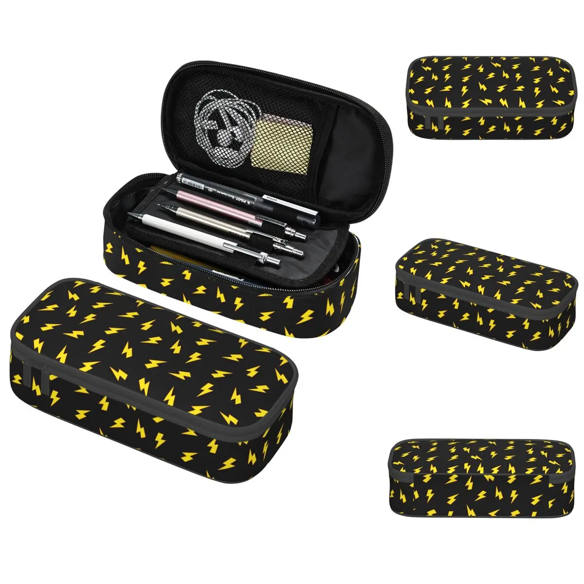 Yellow Lightning Bolts On Red Thunder Bolt Pattern Pencil Cases Big Capacity Pen Bags Pen Box Pencil Pouch Boys Girls Students