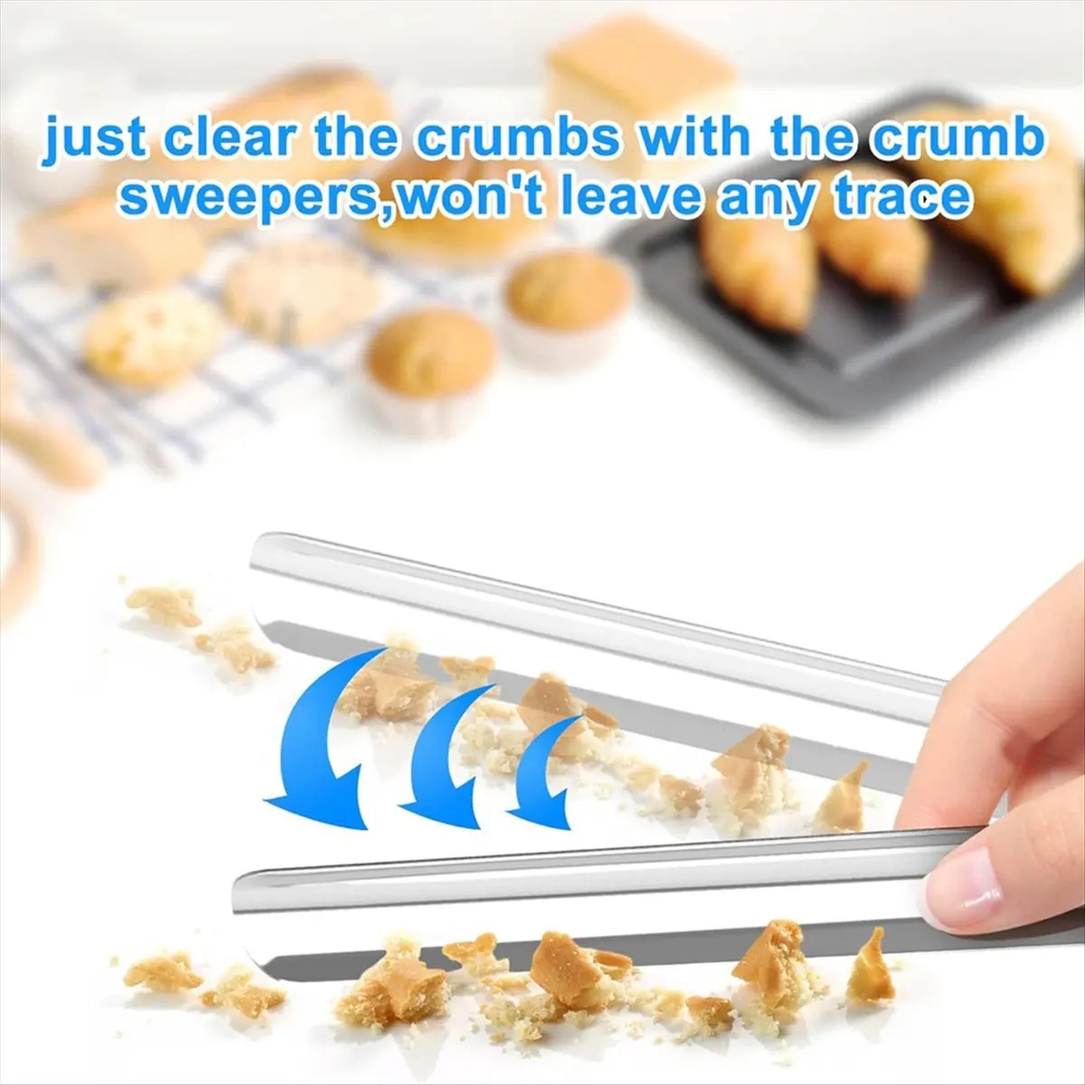 A20I Table Crumbers for Servers Table Crumb Sweeper with Pocket Clip Stainless Steel Cleaner for Quick Cleanup 2Pack