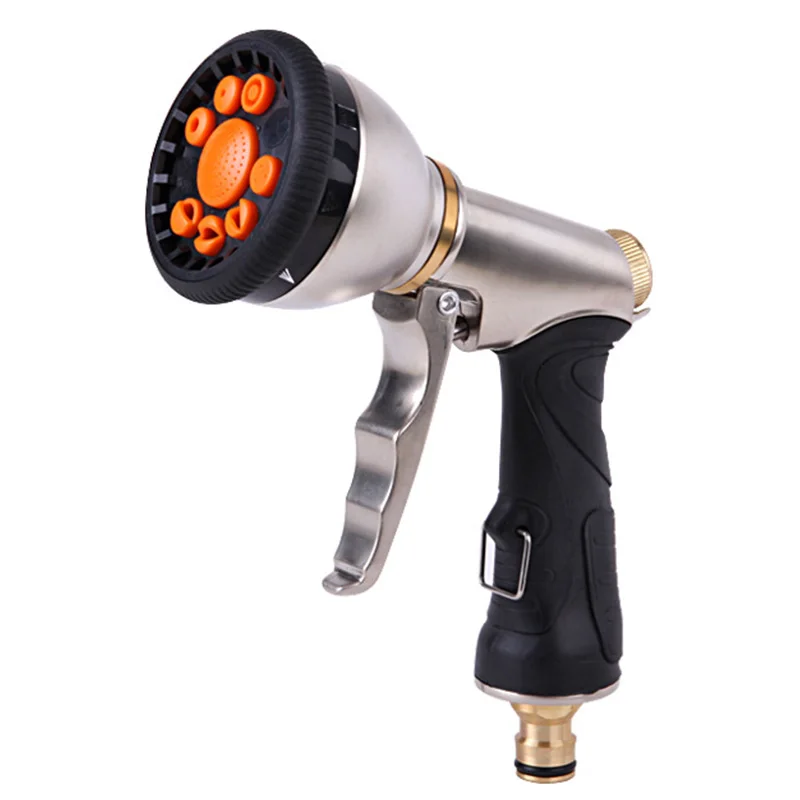 Garden Hose Nozzle Sprayer - Heavy Duty Metal Spray With Pistol Grip Trigger. 9 Adjustable Patterns Best For Hand Watering Plant