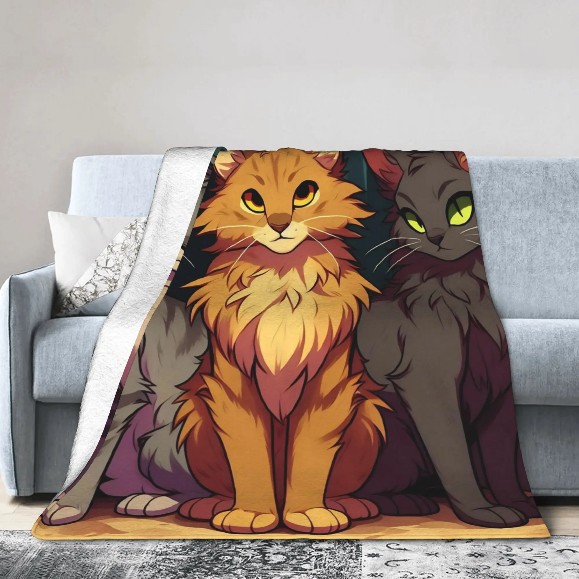 Warriors Fireheart Graystripe Cats Blankets Ravenpaw Flannel Bedding Throw Blanket Home Couch Printed Gift Multifunction