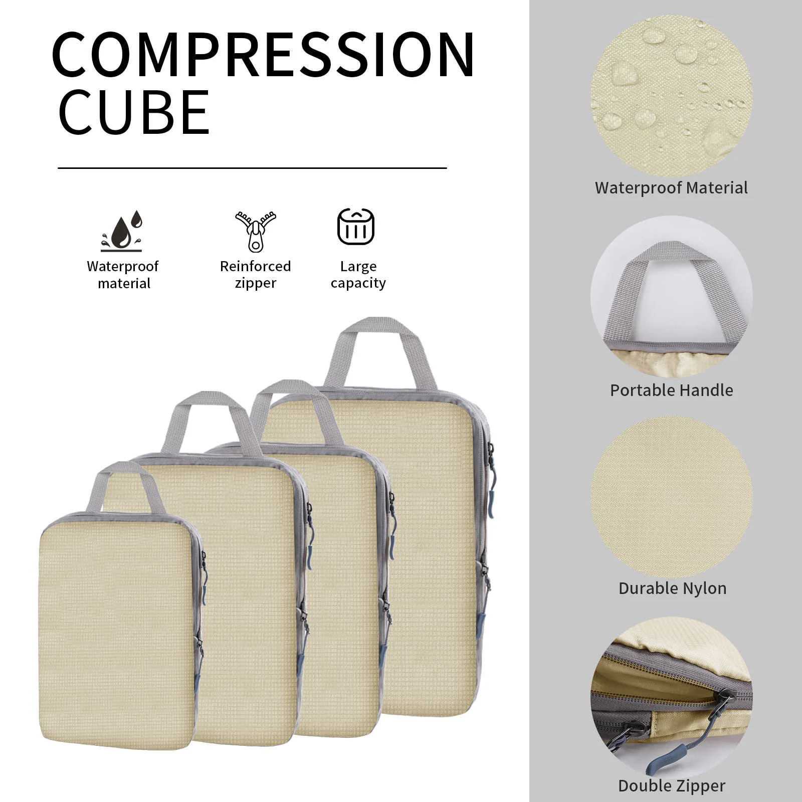 5 Set Compression Packing Cubes Travel Accessories Expandable Waterproof Packing Organizers Bags Suitcase Clothing Sorting