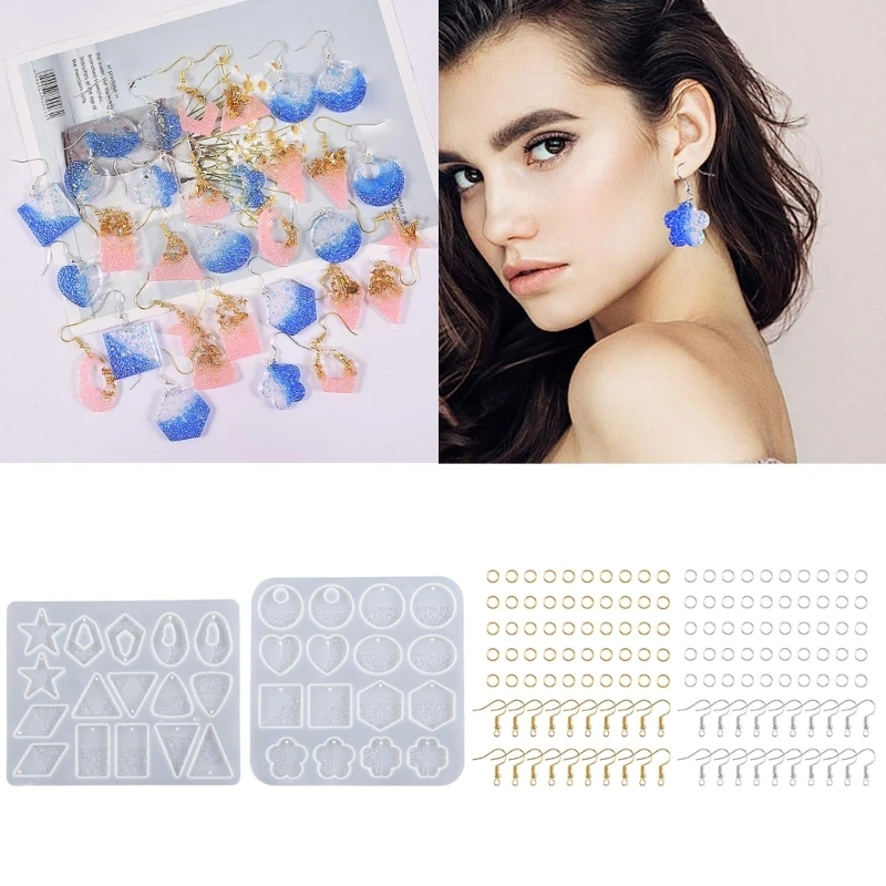 2023 New Resin Casting Silicone Mold Geometry Water Wave Earrings Pendant Jewelry Mould