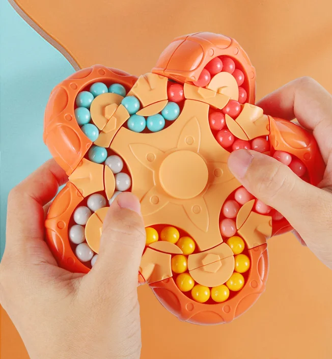 10-Sided Flower Magic Bean Rotating Puzzle, Fidget Spinner Stress Relief Educational Toy for Kids Adults