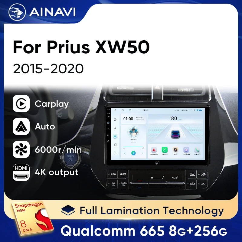 

Ainavi Android 13 автомобильный радиоприемник для Toyota Prius XW50 2015-2020 DSP Carplay мультимедийный Serero Автомобильный плеер GPS навигация No 2Din DVD