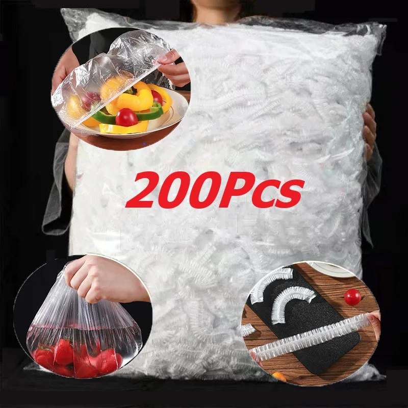 

Disposable Food Cover Bags Elastic Plastic Wrap Covers Food Preservation Bag Bowl Dish Cover Food Film Kitchen Accessories