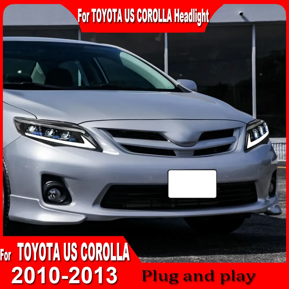 Car Headlights For Toyota US Corolla Headlight 2010 2011 2012 2013 Upgrade Modified New DRL Dynamic Turn Signal LED Headlight