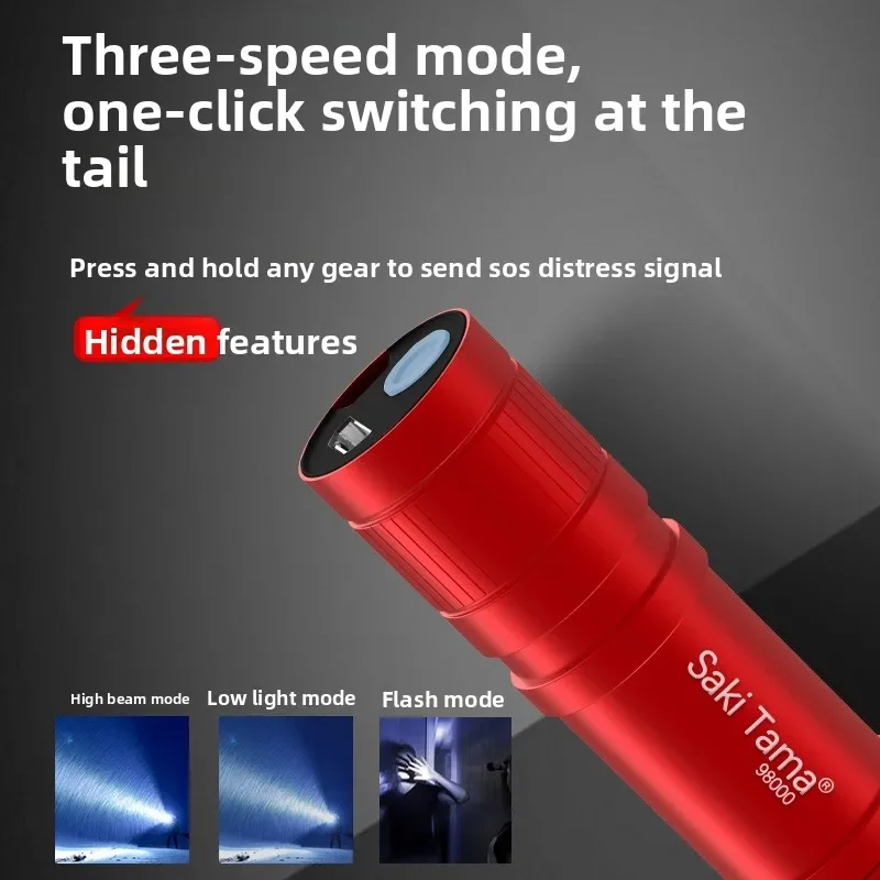 LED 고휘도 소형 손전등, USB 충전식, 다기능 미니 학생용 휴대용 작업등, 도매 선물