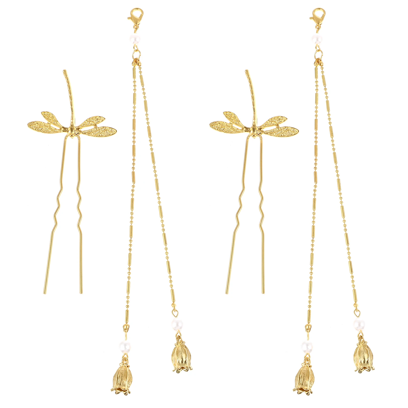 

2pcs Dragonfly Chinese Hair Accessories Sticks Tassel Alloy Retro Chinese Style Wedding Banquet Hair Accessories