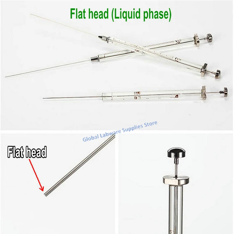 Microiniettore cromatografico da laboratorio 1 pz siringhe da microlitri a fase liquida da 0,5ul a 1000ul con testa piatta