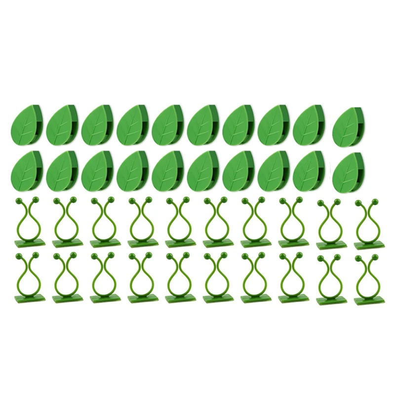 80Pcs Plant Climbing Wall Fixture Clips Plant Fixer Vines Garden Green Leaf Plant Wall Clips Vines Holder For Wall Decor