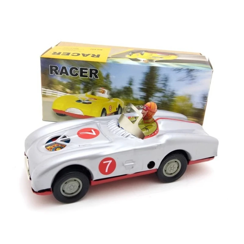 레트로 Wind-Up 장난감 금속 모델 성인 컬렉션 그림 레이싱 자동차 장식품의 Tin Racer 기계 어린이 생일 선물