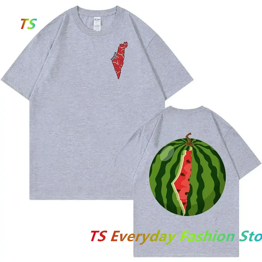 Funny Watermelon Double Sided Graphic T Shirts Men\'s Cotton T-Shirt Fashion Tops Summer Women Cotton T-Shirt Oversized Tees